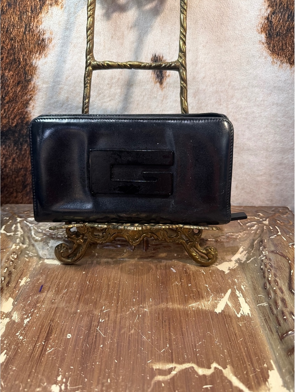 Gucci Black Leather Zip Around Wallet